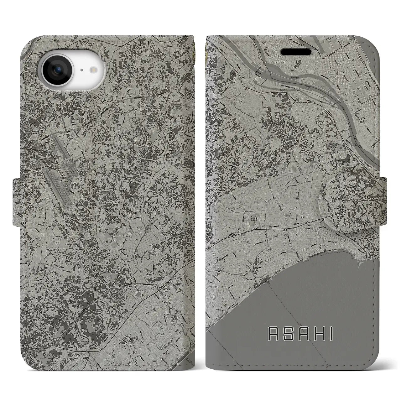 【旭(千葉県)】地図柄iPhoneケース(手帳タイプ)