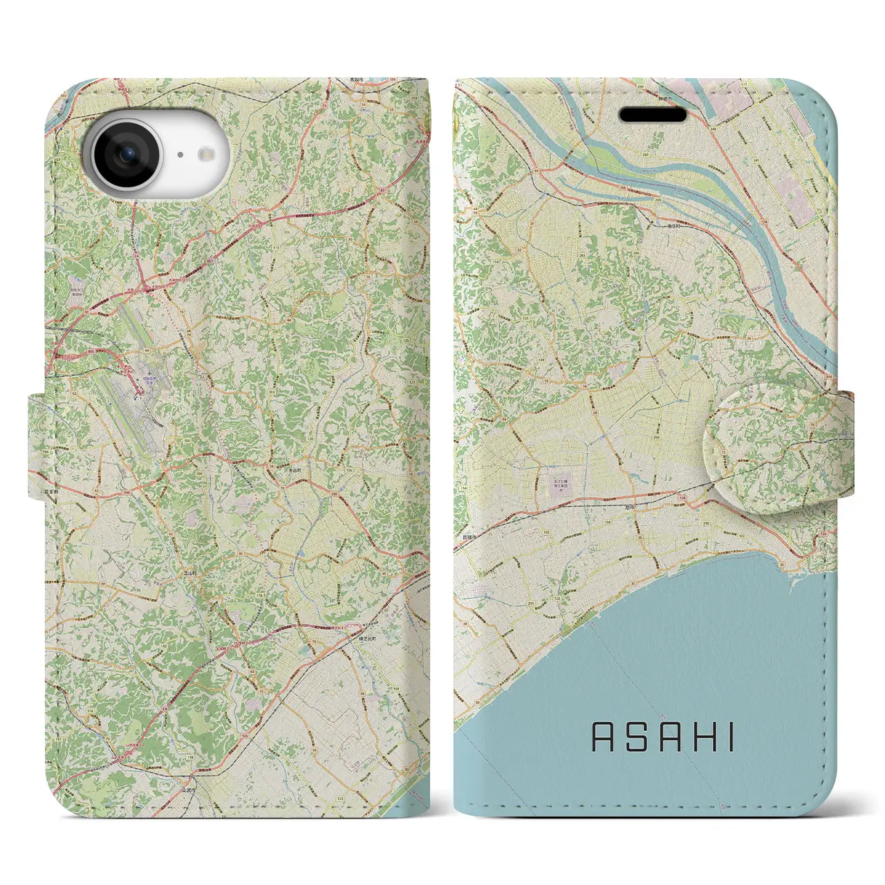 【旭(千葉県)】地図柄iPhoneケース(手帳タイプ)