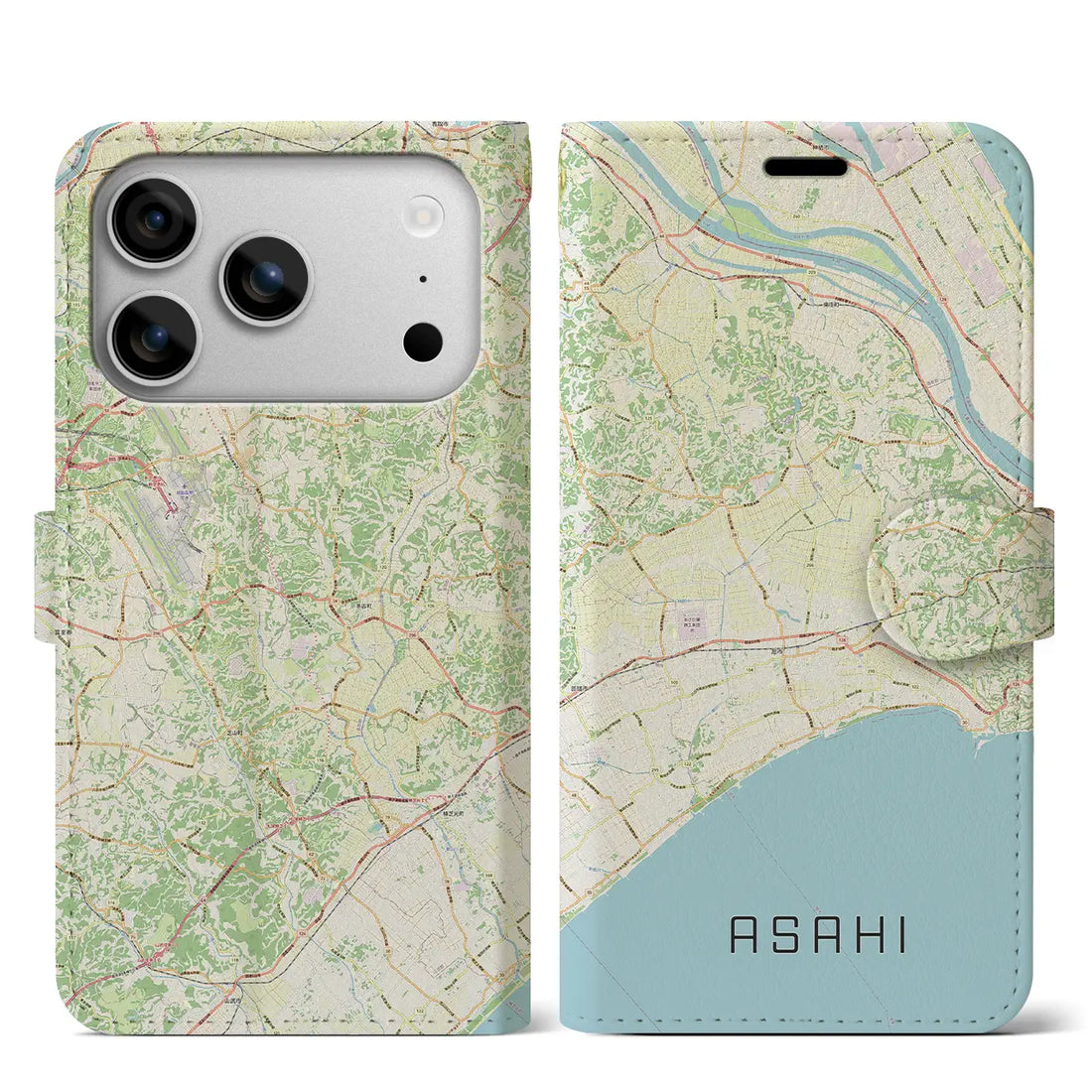 【旭(千葉県)】地図柄iPhoneケース(手帳タイプ)ナチュラル・iPhone 17 Pro Max 用