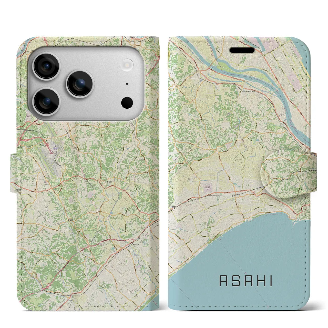 【旭(千葉県)】地図柄iPhoneケース(手帳タイプ)ナチュラル・iPhone 17 Pro Max 用