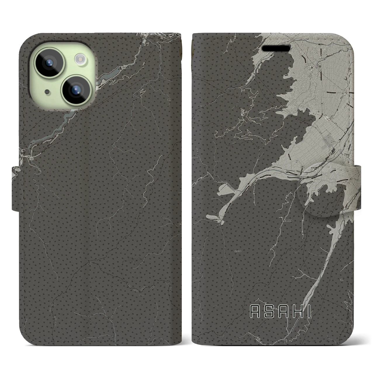 【朝日(長野県)】地図柄iPhoneケース(手帳タイプ)