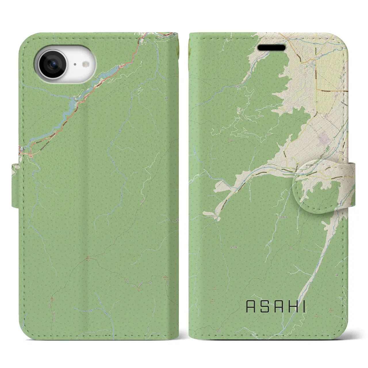 【朝日(長野県)】地図柄iPhoneケース(手帳タイプ)