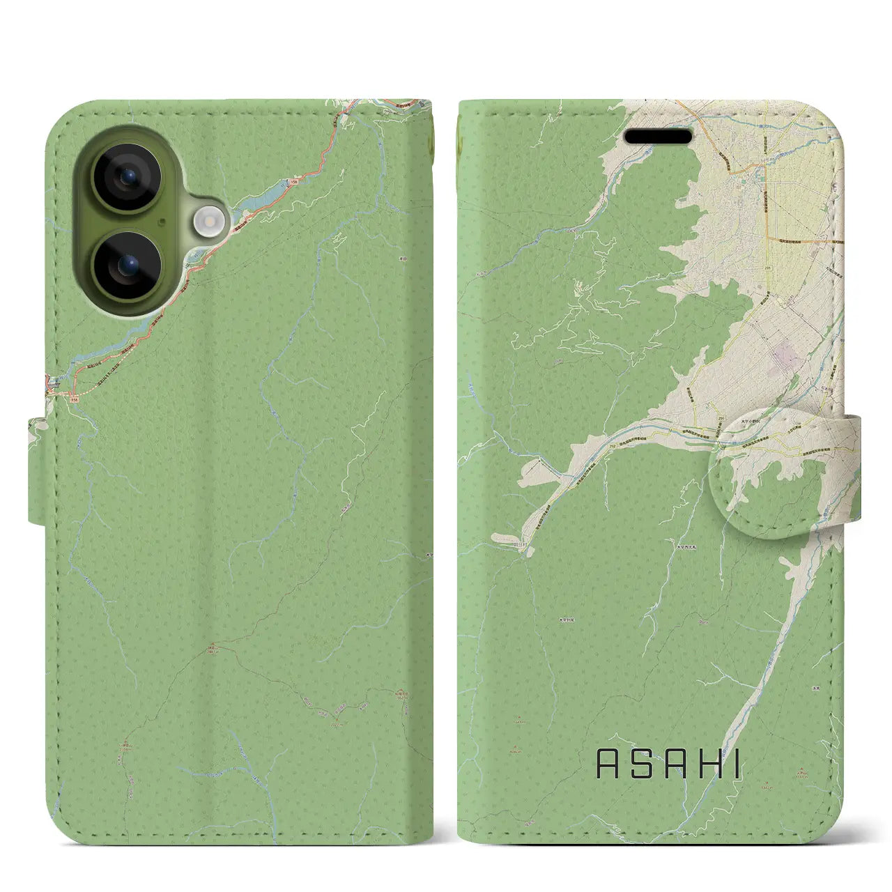 【朝日(長野県)】地図柄iPhoneケース(手帳タイプ)