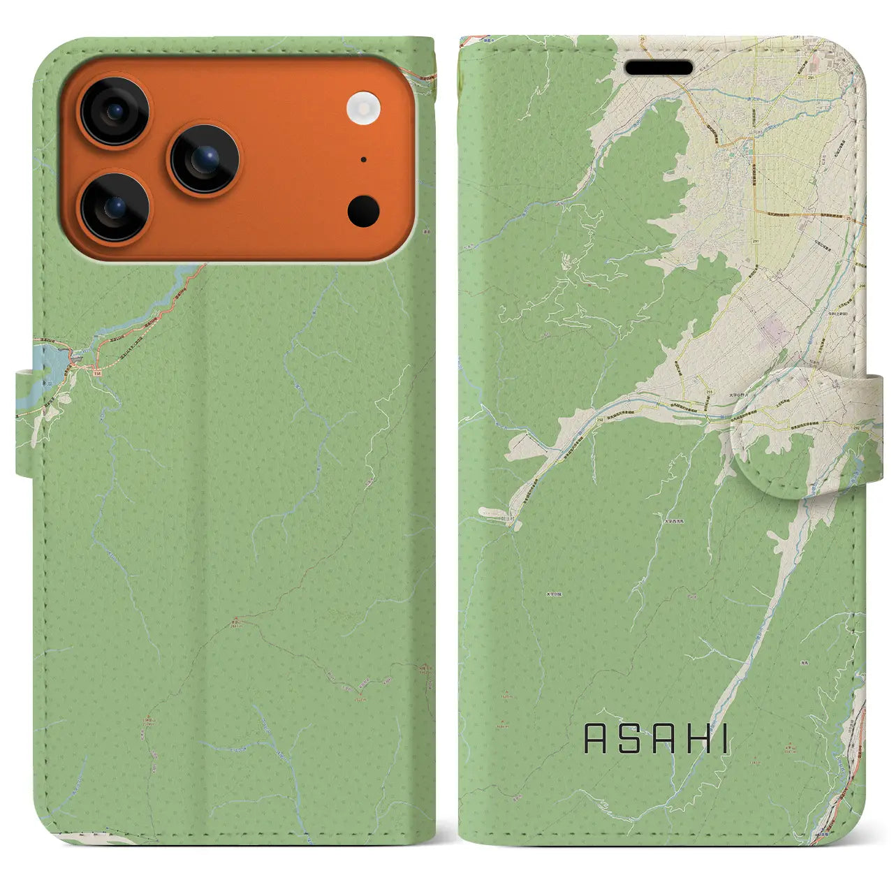 【朝日(長野県)】地図柄iPhoneケース(手帳タイプ)