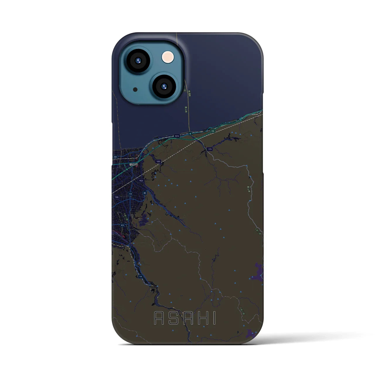 【朝日(富山県)】地図柄iPhoneケース(バックカバータイプ)