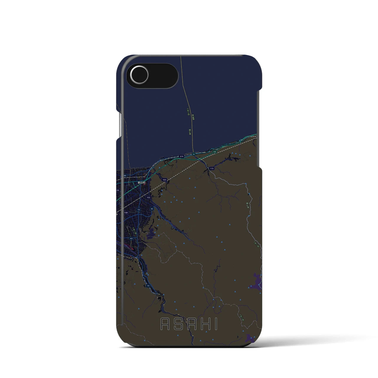 【朝日(富山県)】地図柄iPhoneケース(バックカバータイプ)