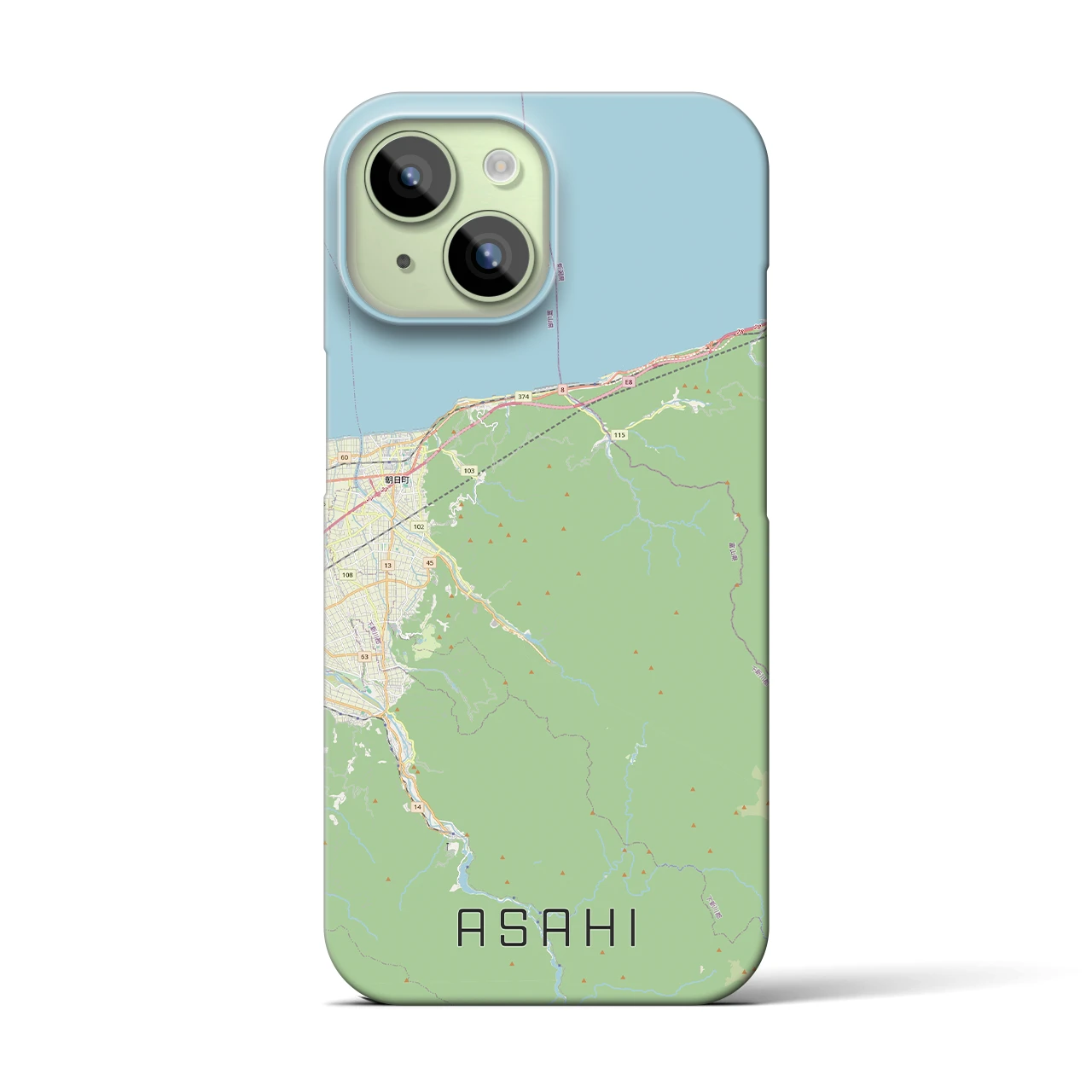 【朝日(富山県)】地図柄iPhoneケース(バックカバータイプ)