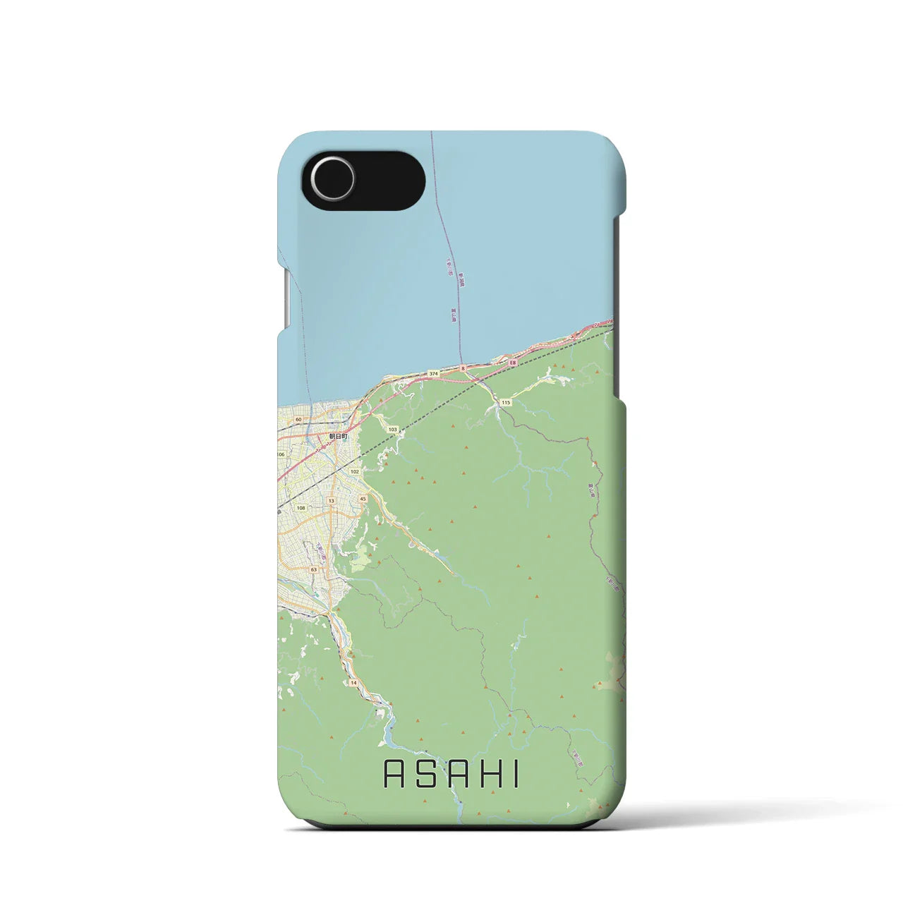 【朝日(富山県)】地図柄iPhoneケース(バックカバータイプ)