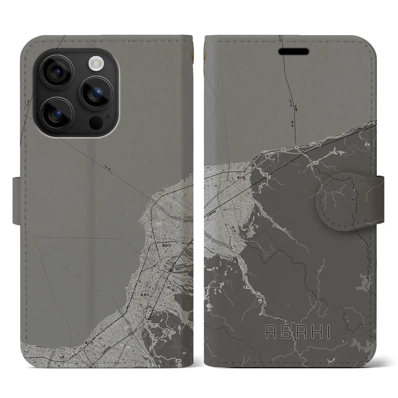 【朝日(富山県)】地図柄iPhoneケース(手帳タイプ)
