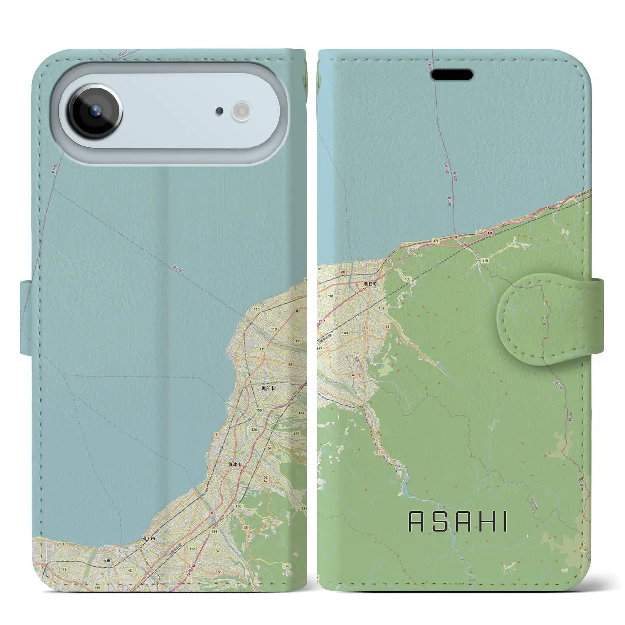 【朝日(富山県)】地図柄iPhoneケース(手帳タイプ)