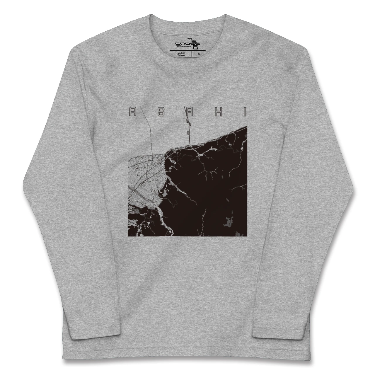 【朝日(富山県)(富山県)】地図柄ロングスリーブTシャツ