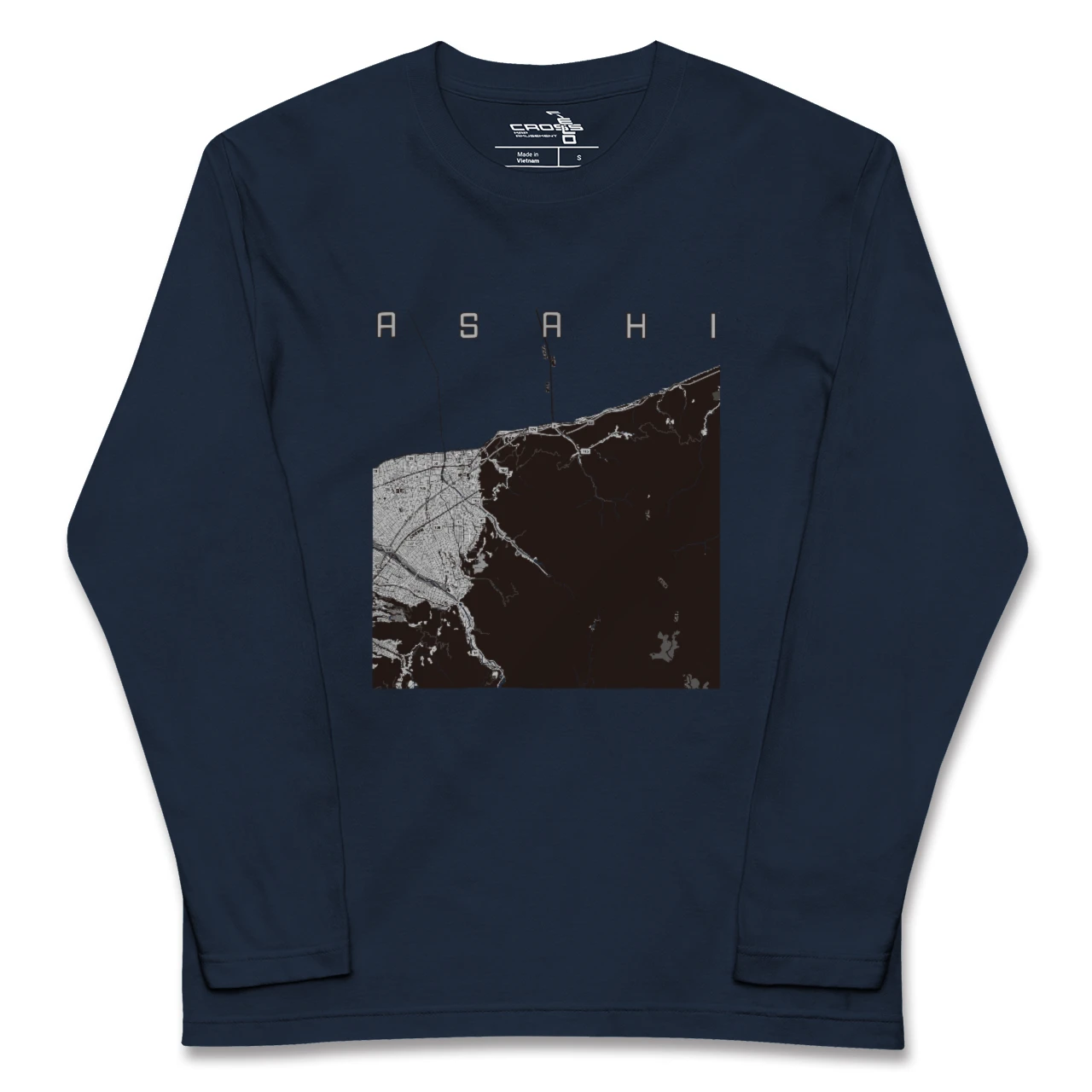 【朝日(富山県)(富山県)】地図柄ロングスリーブTシャツ