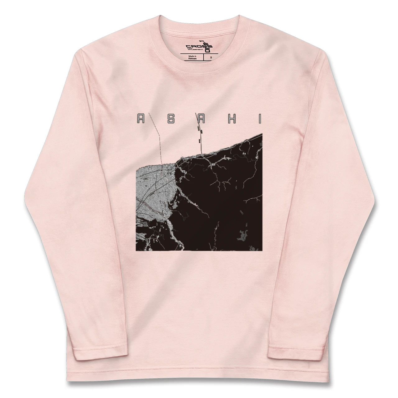 【朝日(富山県)(富山県)】地図柄ロングスリーブTシャツ