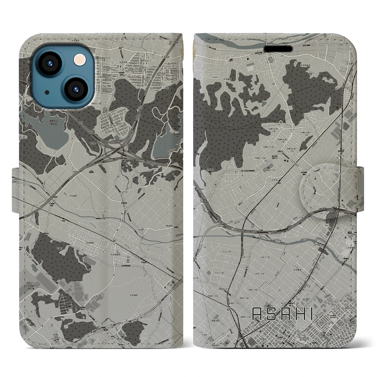 【朝日(三重県)】地図柄iPhoneケース(手帳タイプ)