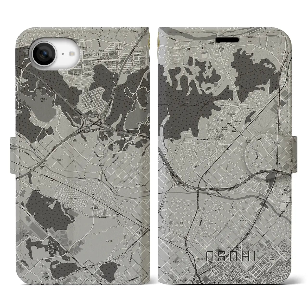 【朝日(三重県)】地図柄iPhoneケース(手帳タイプ)