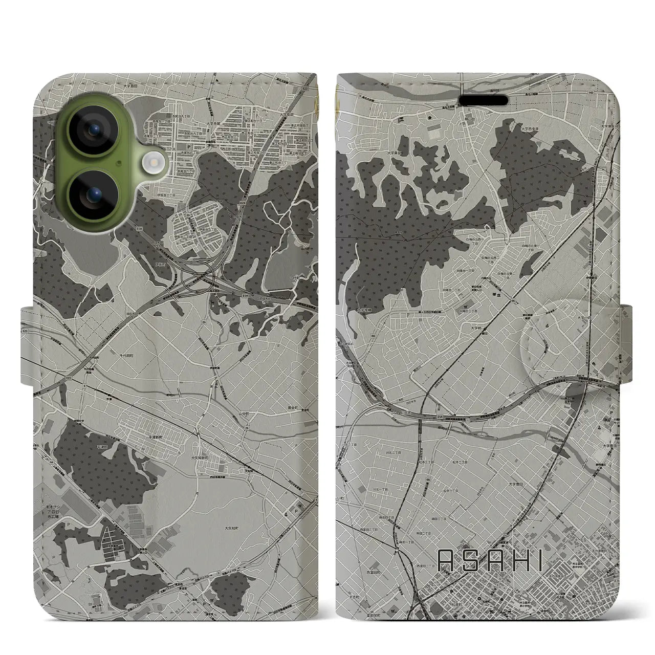 【朝日(三重県)】地図柄iPhoneケース(手帳タイプ)