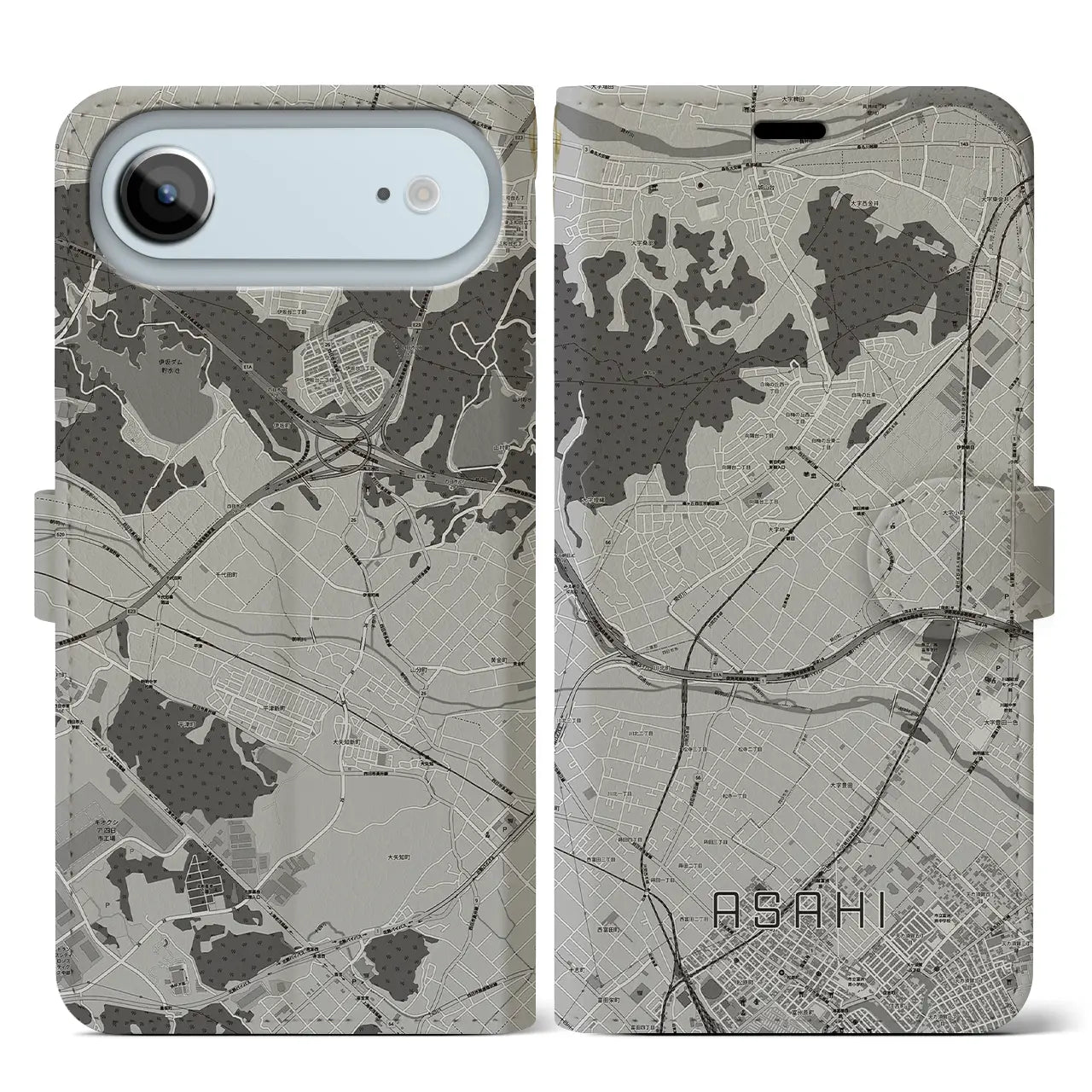 【朝日(三重県)】地図柄iPhoneケース(手帳タイプ)