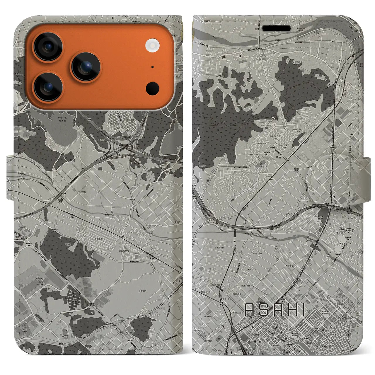 【朝日(三重県)】地図柄iPhoneケース(手帳タイプ)