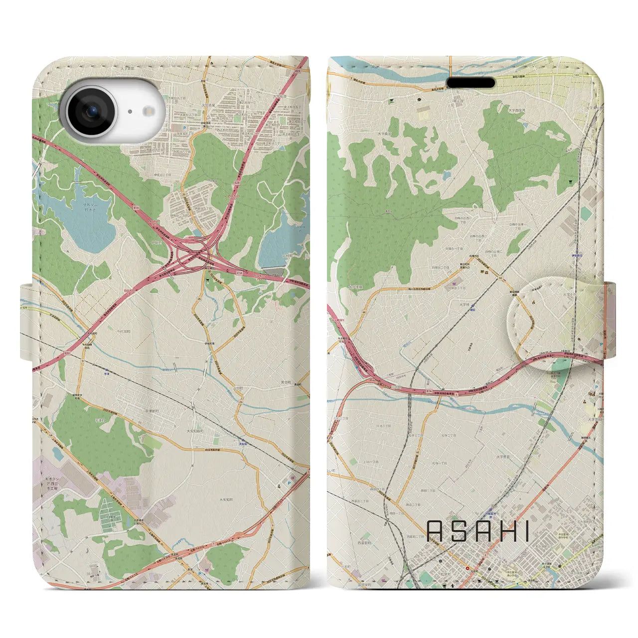 【朝日(三重県)】地図柄iPhoneケース(手帳タイプ)