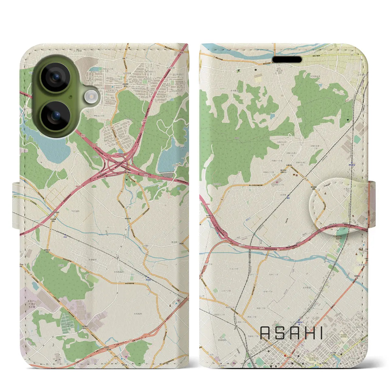 【朝日(三重県)】地図柄iPhoneケース(手帳タイプ)