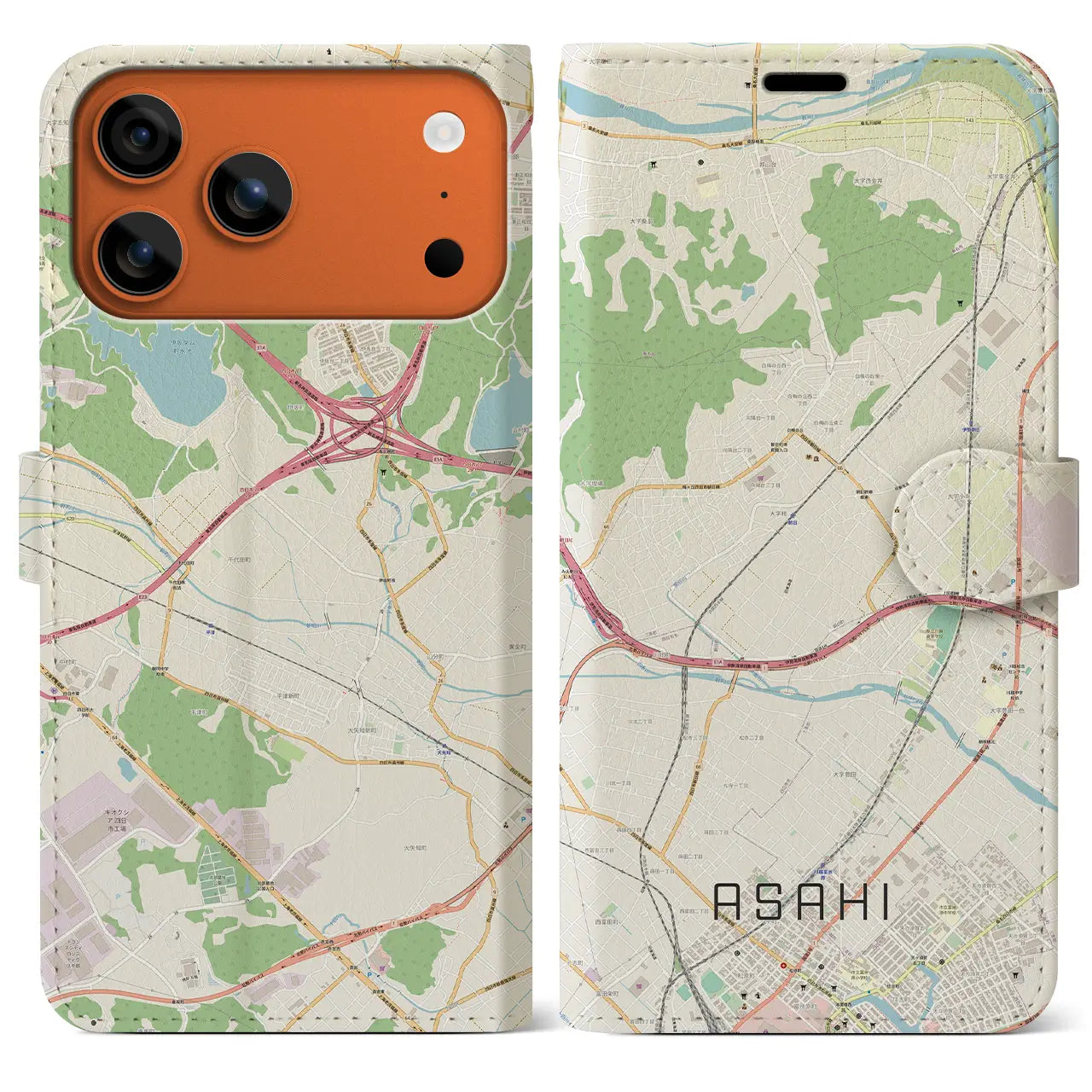 【朝日(三重県)】地図柄iPhoneケース(手帳タイプ)