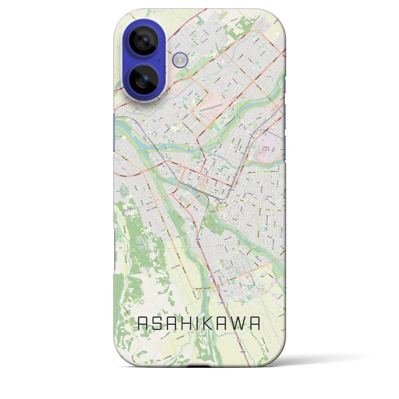 【旭川(北海道)】地図柄iPhoneケース(バックカバータイプ)ブラック・iPhone 16 Pro Max 用