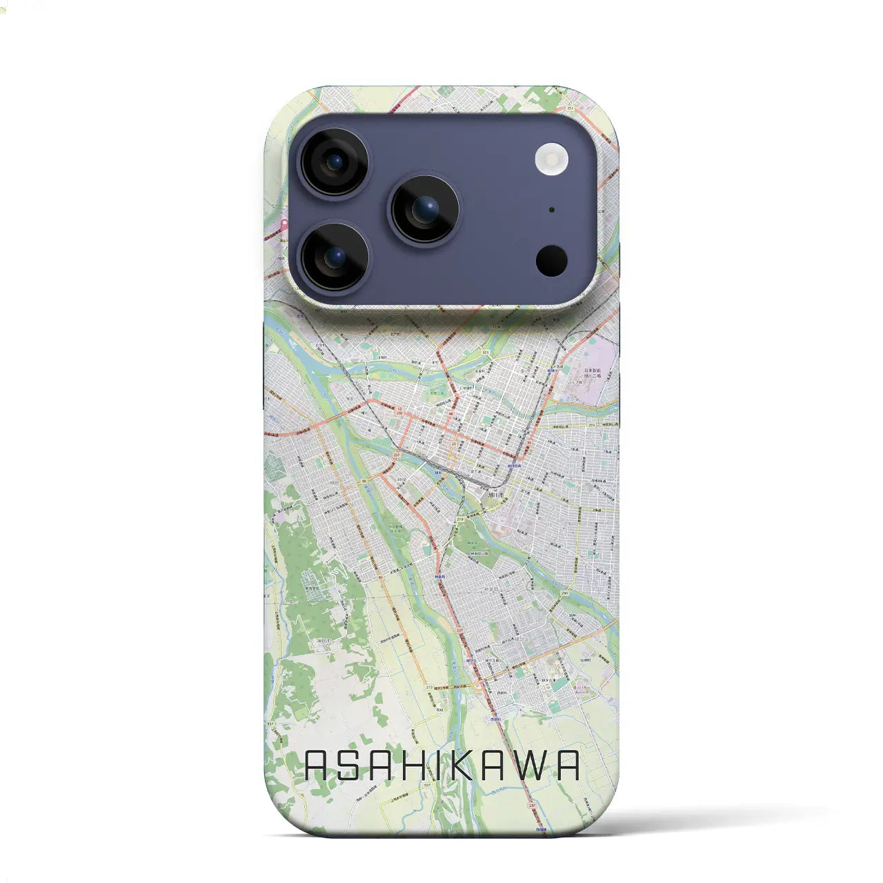 【旭川(北海道)】地図柄iPhoneケース(バックカバータイプ)ブラック・iPhone 17 Pro Max 用