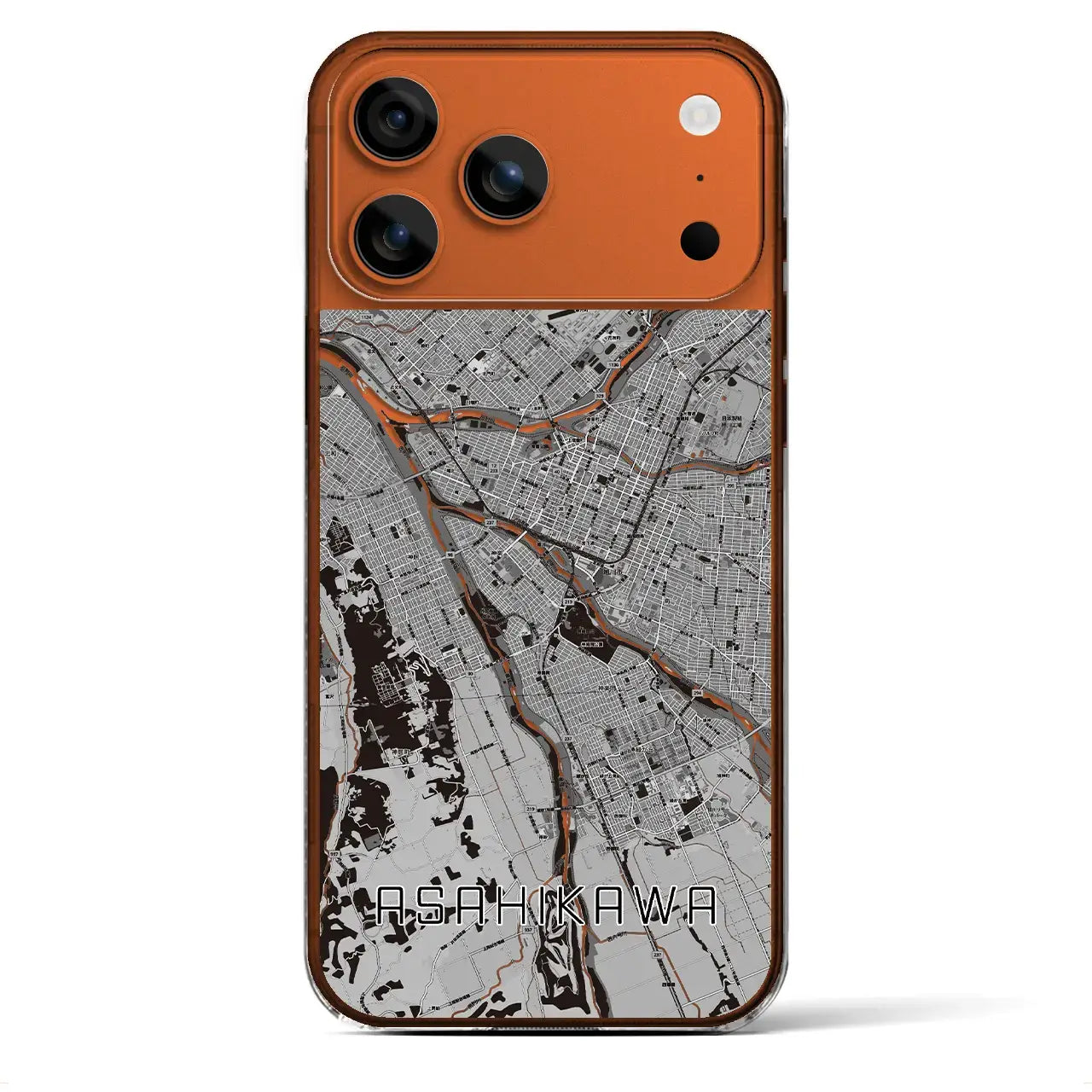 【旭川(北海道)】地図柄iPhoneケース(クリアタイプ)モノトーン・iPhone 17 Pro Max 用