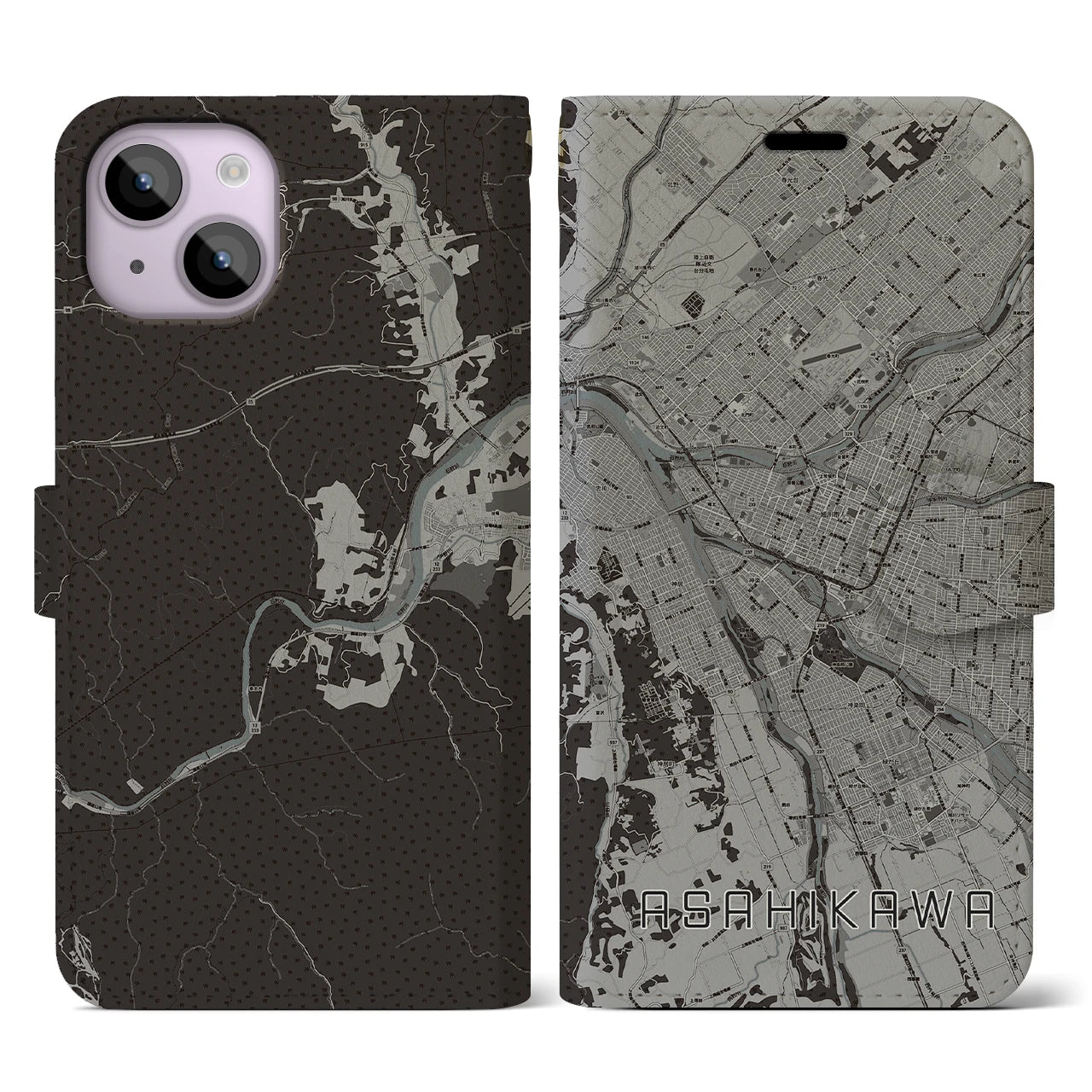 【旭川(北海道)】地図柄iPhoneケース(手帳タイプ)