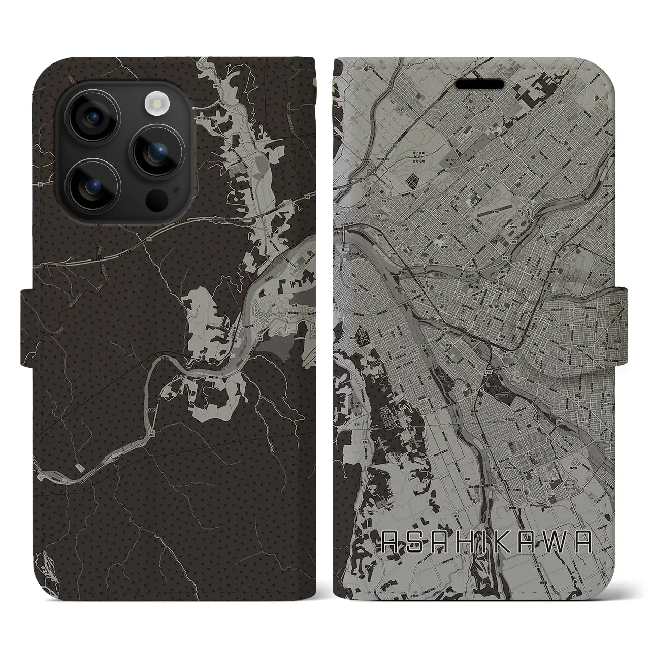 【旭川(北海道)】地図柄iPhoneケース(手帳タイプ)