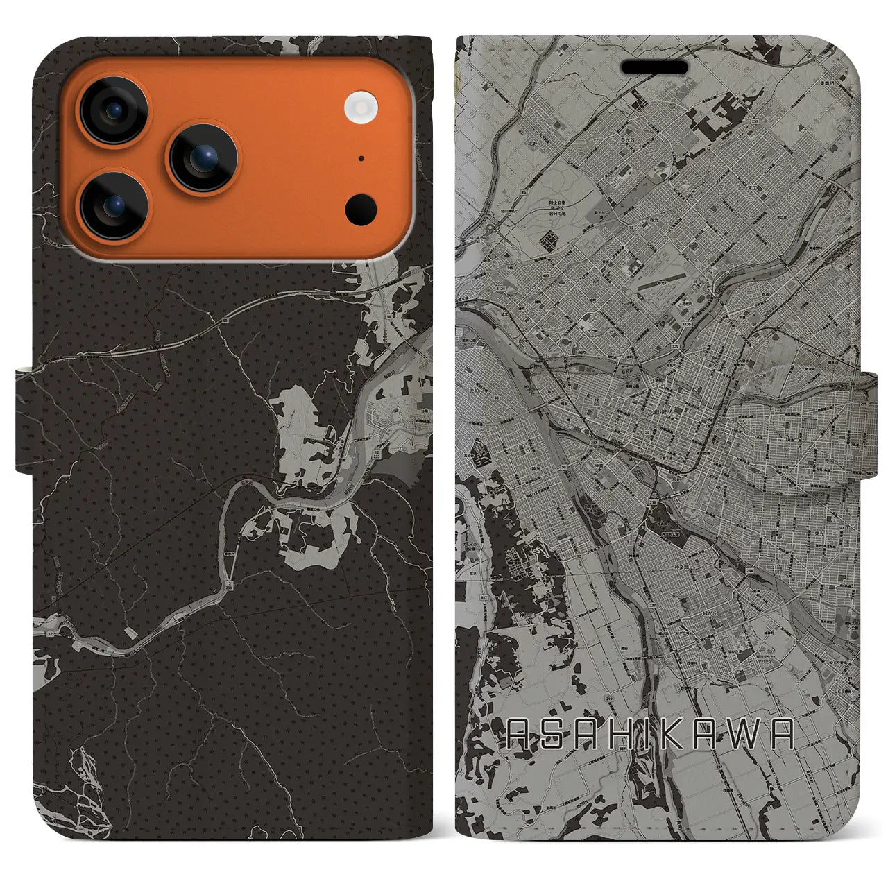 【旭川(北海道)】地図柄iPhoneケース(手帳タイプ)