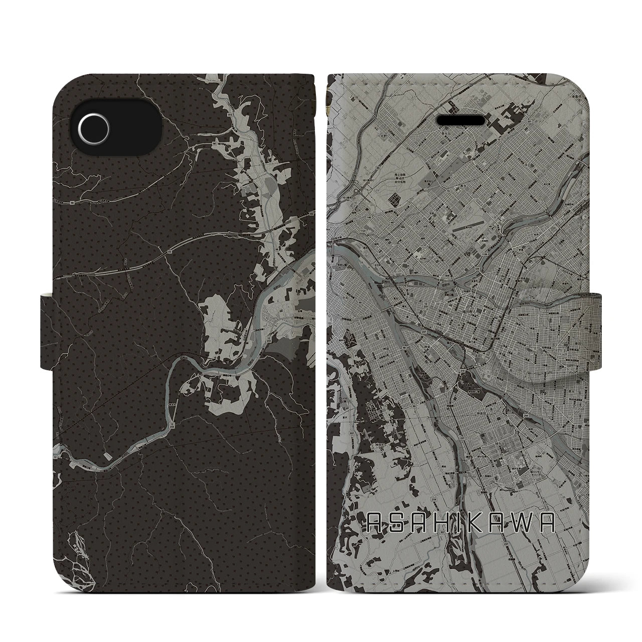 【旭川(北海道)】地図柄iPhoneケース(手帳タイプ)