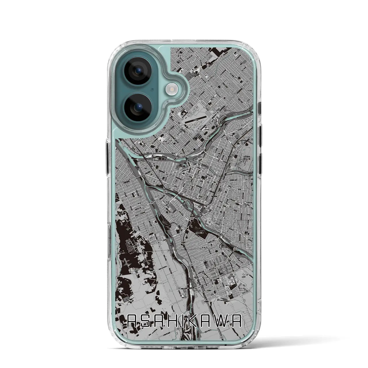 【旭川(北海道)】地図柄iPhoneケース(MagSafeタイプ)モノトーン・iPhone 16 Pro 用