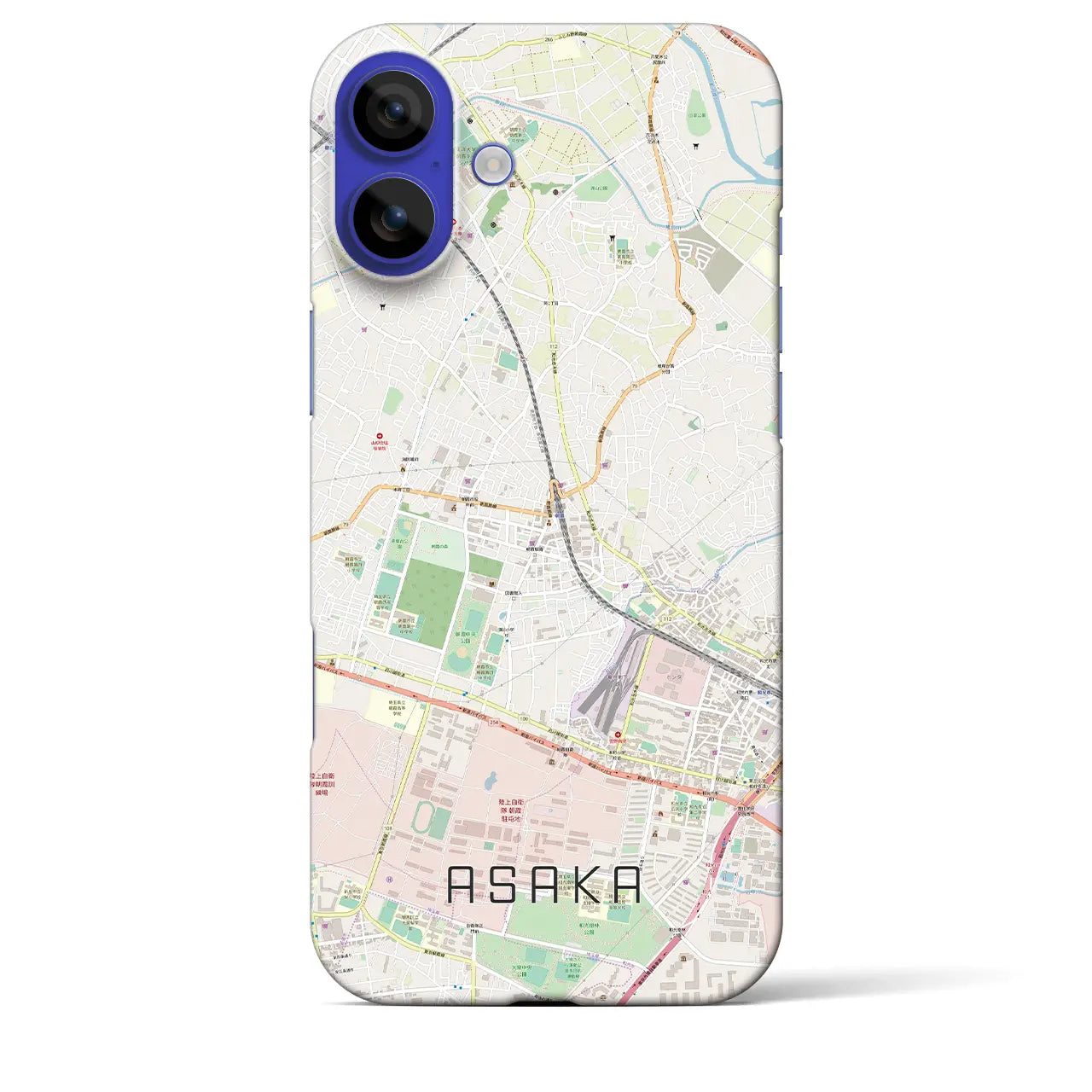 【朝霞(埼玉県)】地図柄iPhoneケース(バックカバータイプ)ブラック・iPhone 16 Pro Max 用
