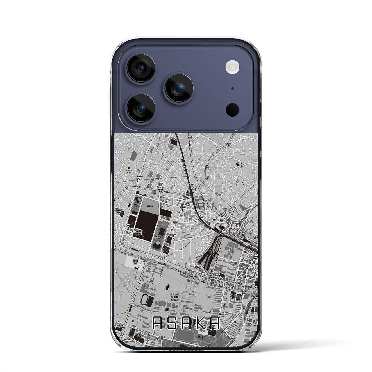 【朝霞(埼玉県)】地図柄iPhoneケース(クリアタイプ)モノトーン・iPhone 17 Pro Max 用