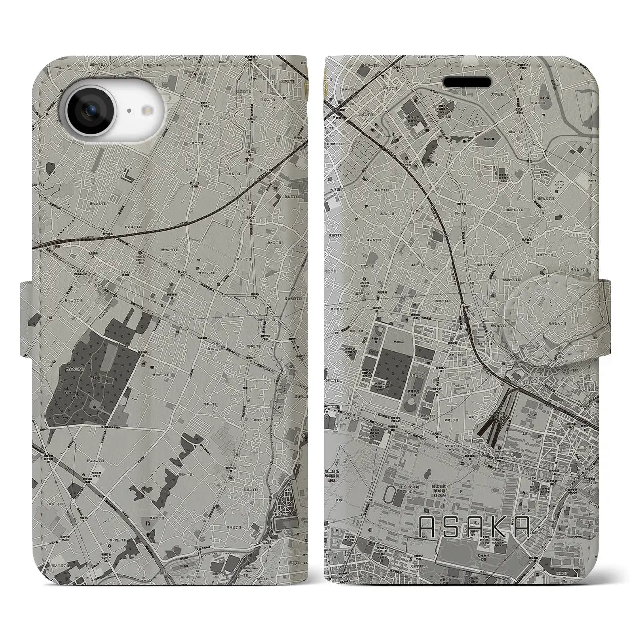 【朝霞(埼玉県)】地図柄iPhoneケース(手帳タイプ)