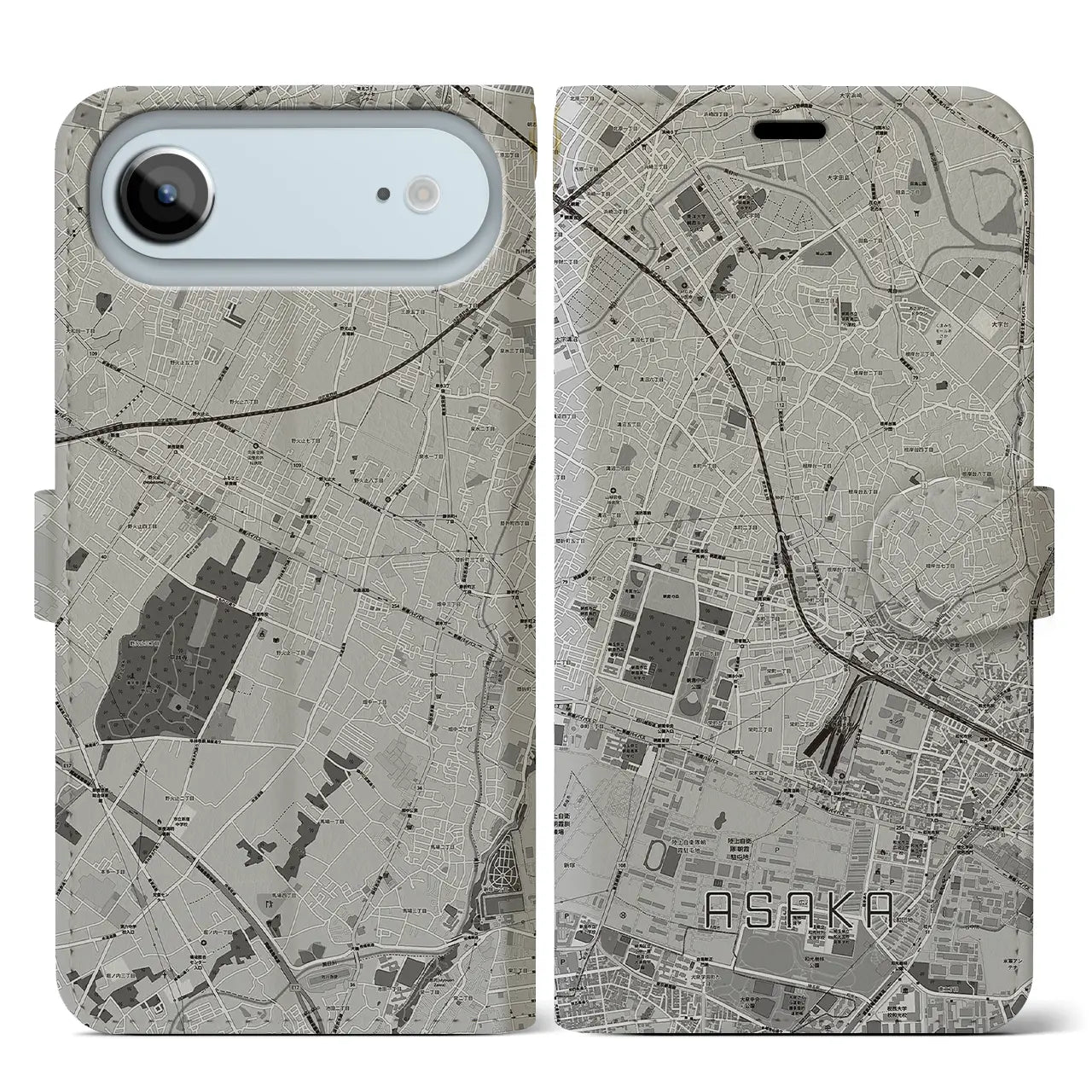 【朝霞(埼玉県)】地図柄iPhoneケース(手帳タイプ)