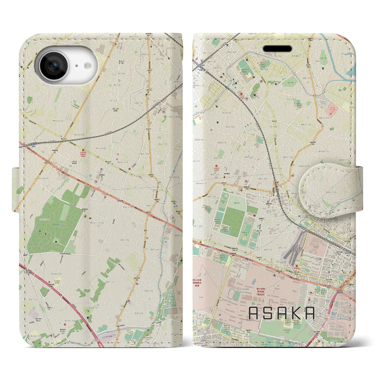 【朝霞(埼玉県)】地図柄iPhoneケース(手帳タイプ)