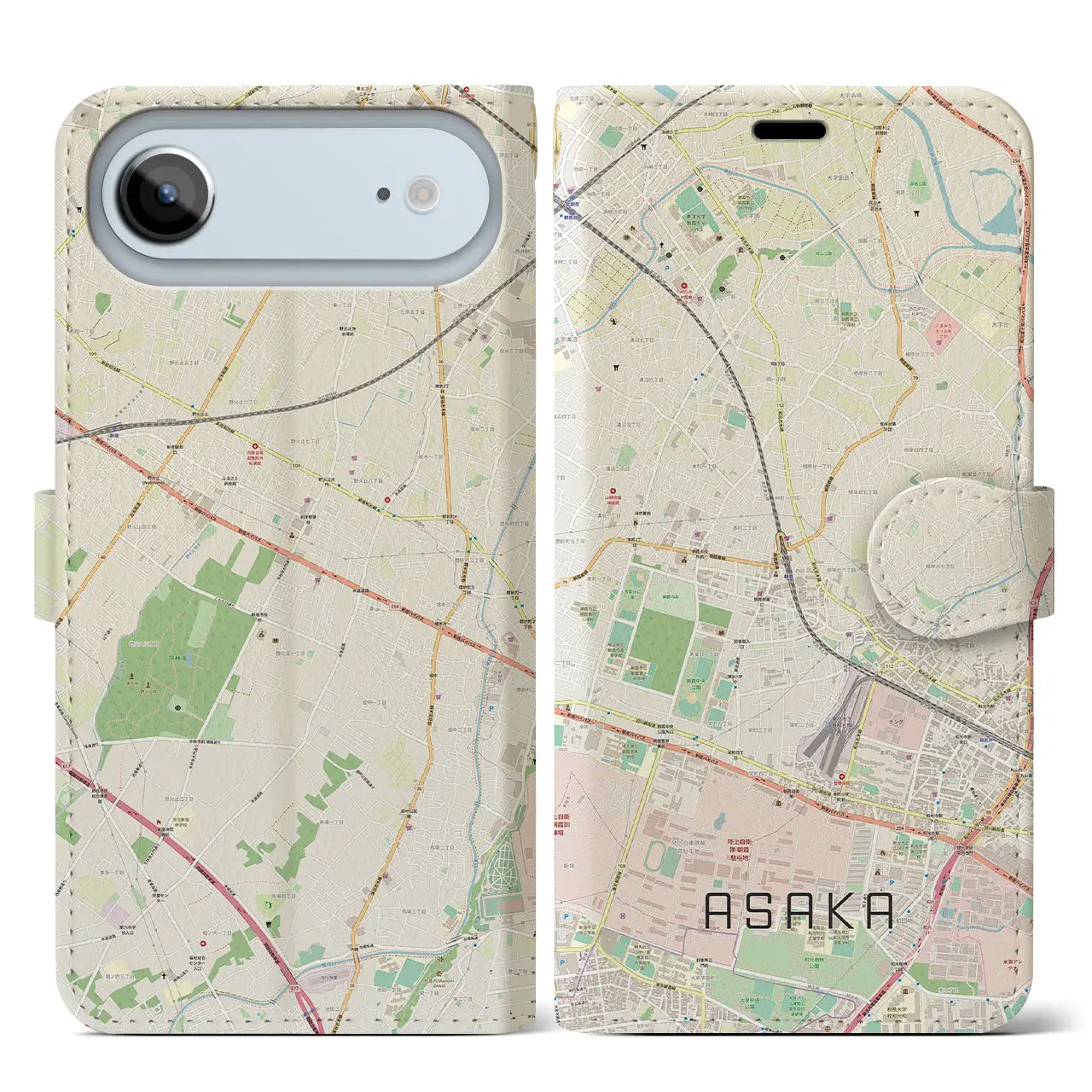 【朝霞(埼玉県)】地図柄iPhoneケース(手帳タイプ)