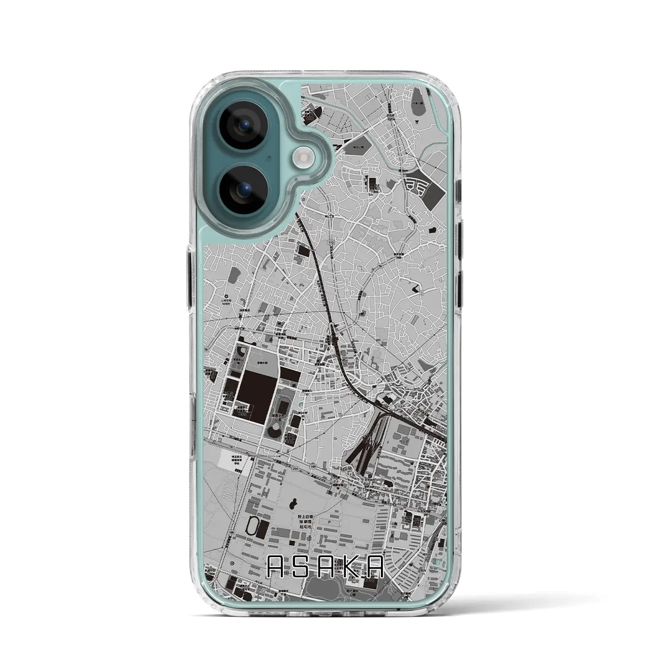 【朝霞(埼玉県)】地図柄iPhoneケース(MagSafeタイプ)モノトーン・iPhone 16 Pro 用