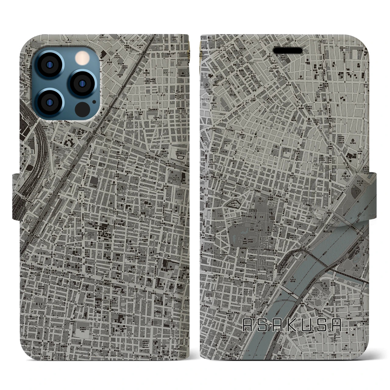 【浅草2(東京都)】地図柄iPhoneケース(手帳タイプ)