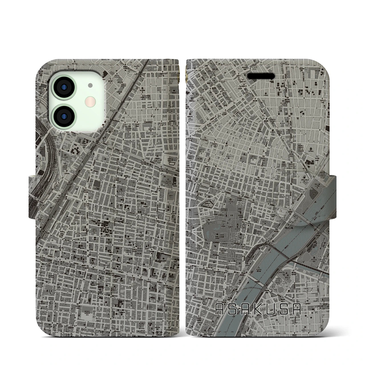 【浅草2(東京都)】地図柄iPhoneケース(手帳タイプ)