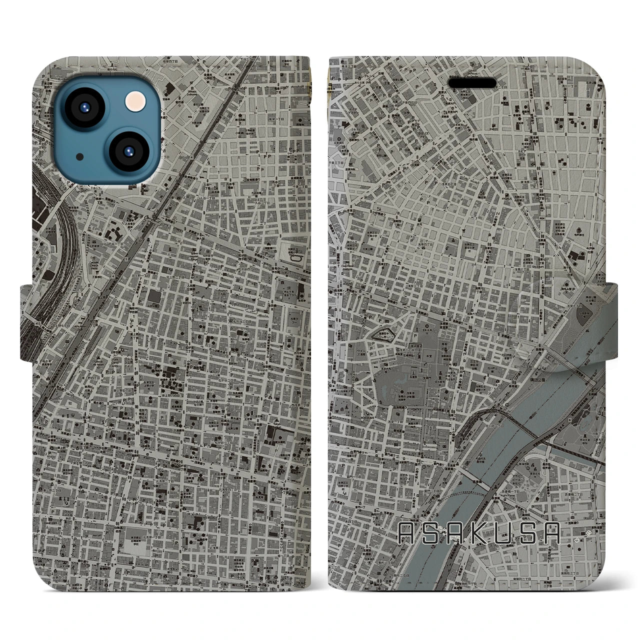 【浅草2(東京都)】地図柄iPhoneケース(手帳タイプ)