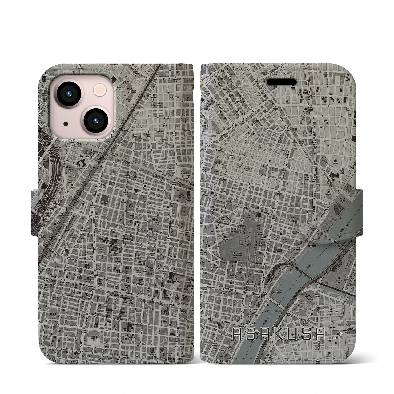 【浅草2(東京都)】地図柄iPhoneケース(手帳タイプ)