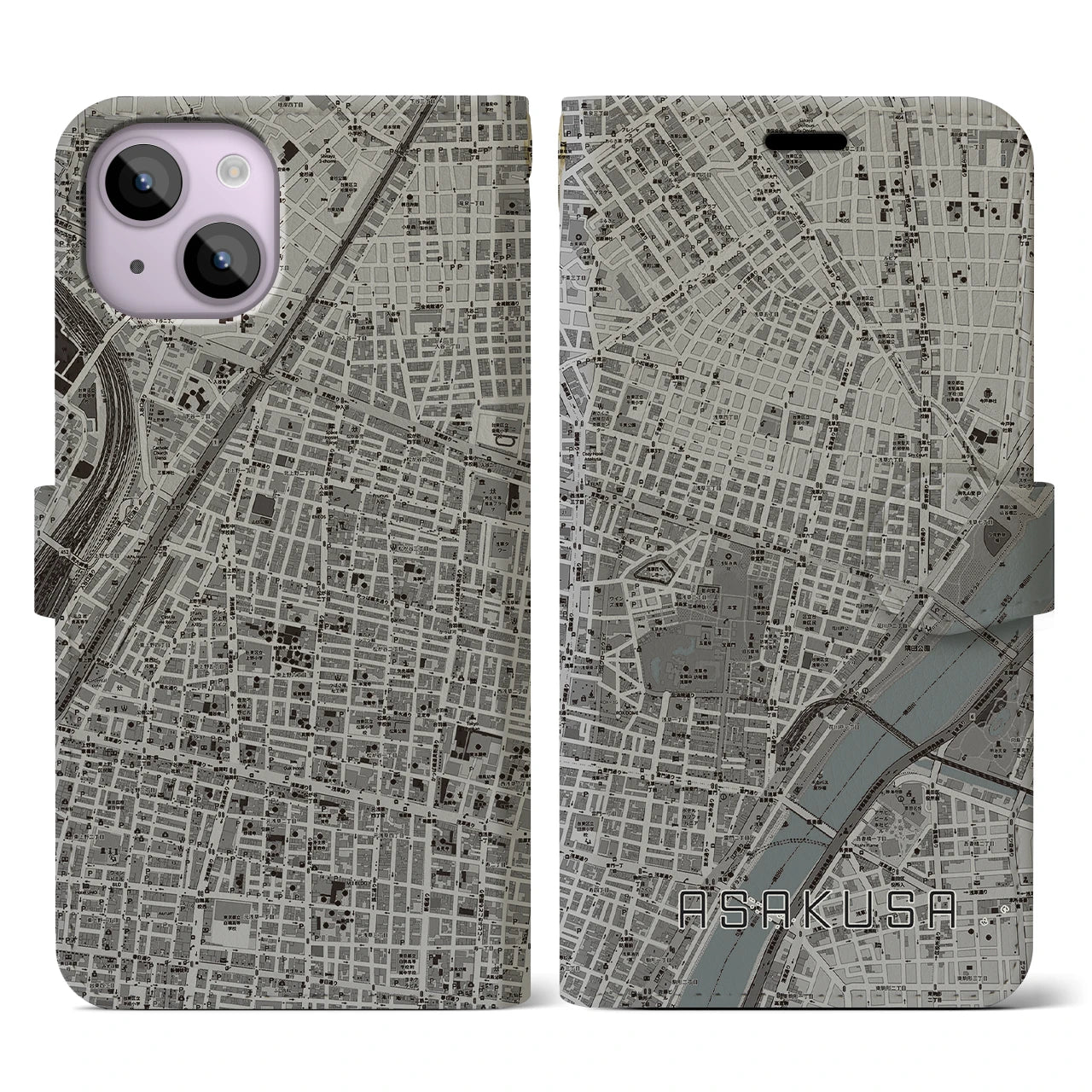 【浅草2(東京都)】地図柄iPhoneケース(手帳タイプ)