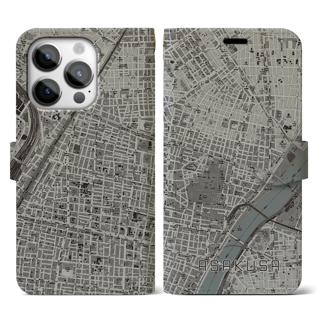 【浅草2(東京都)】地図柄iPhoneケース(手帳タイプ)