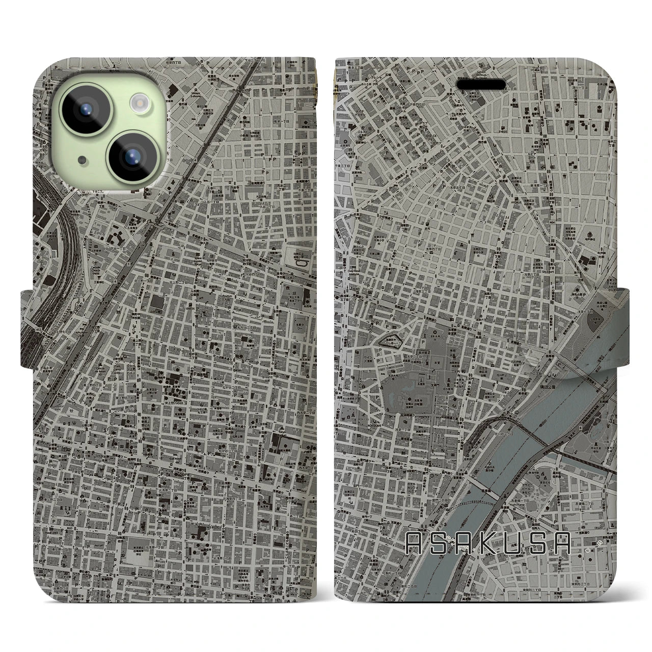 【浅草2(東京都)】地図柄iPhoneケース(手帳タイプ)