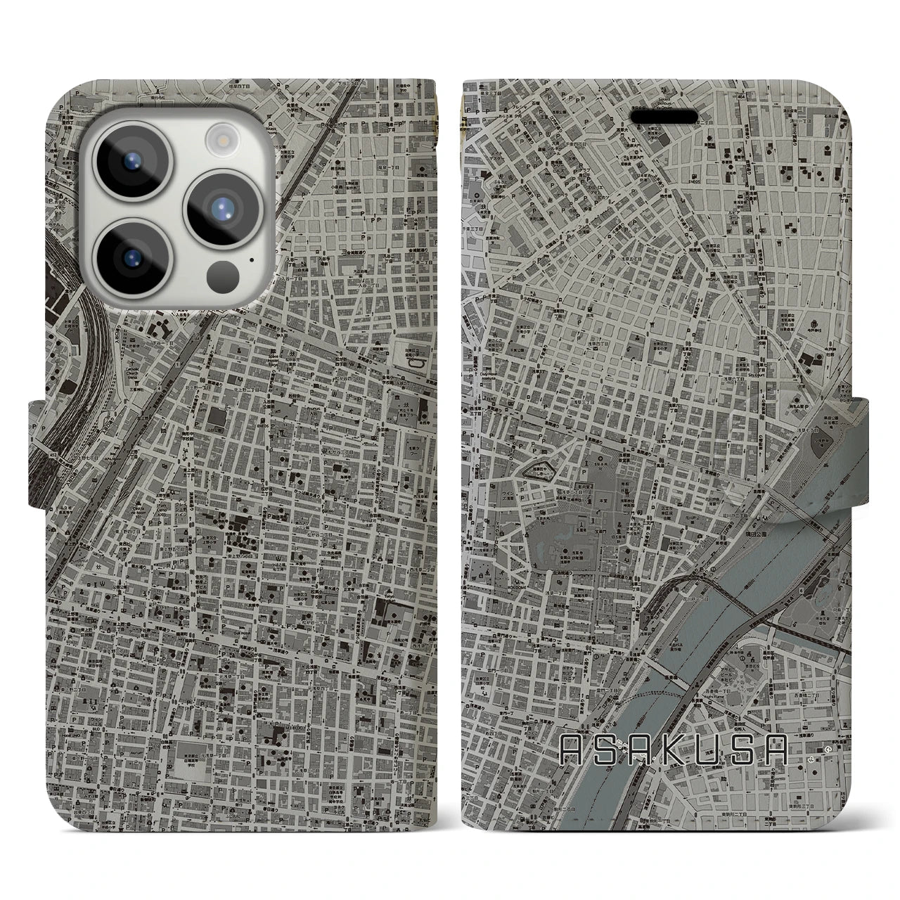 【浅草2(東京都)】地図柄iPhoneケース(手帳タイプ)