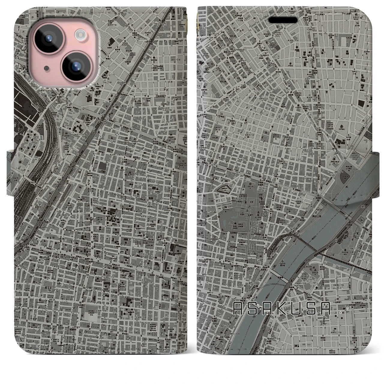 【浅草2(東京都)】地図柄iPhoneケース(手帳タイプ)