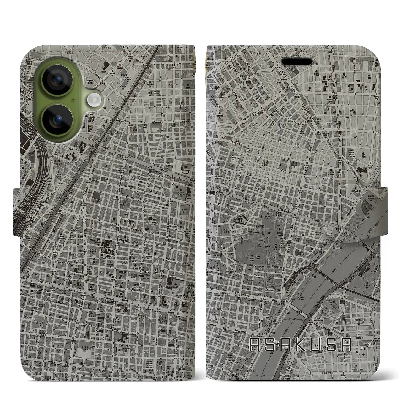 【浅草2(東京都)】地図柄iPhoneケース(手帳タイプ)